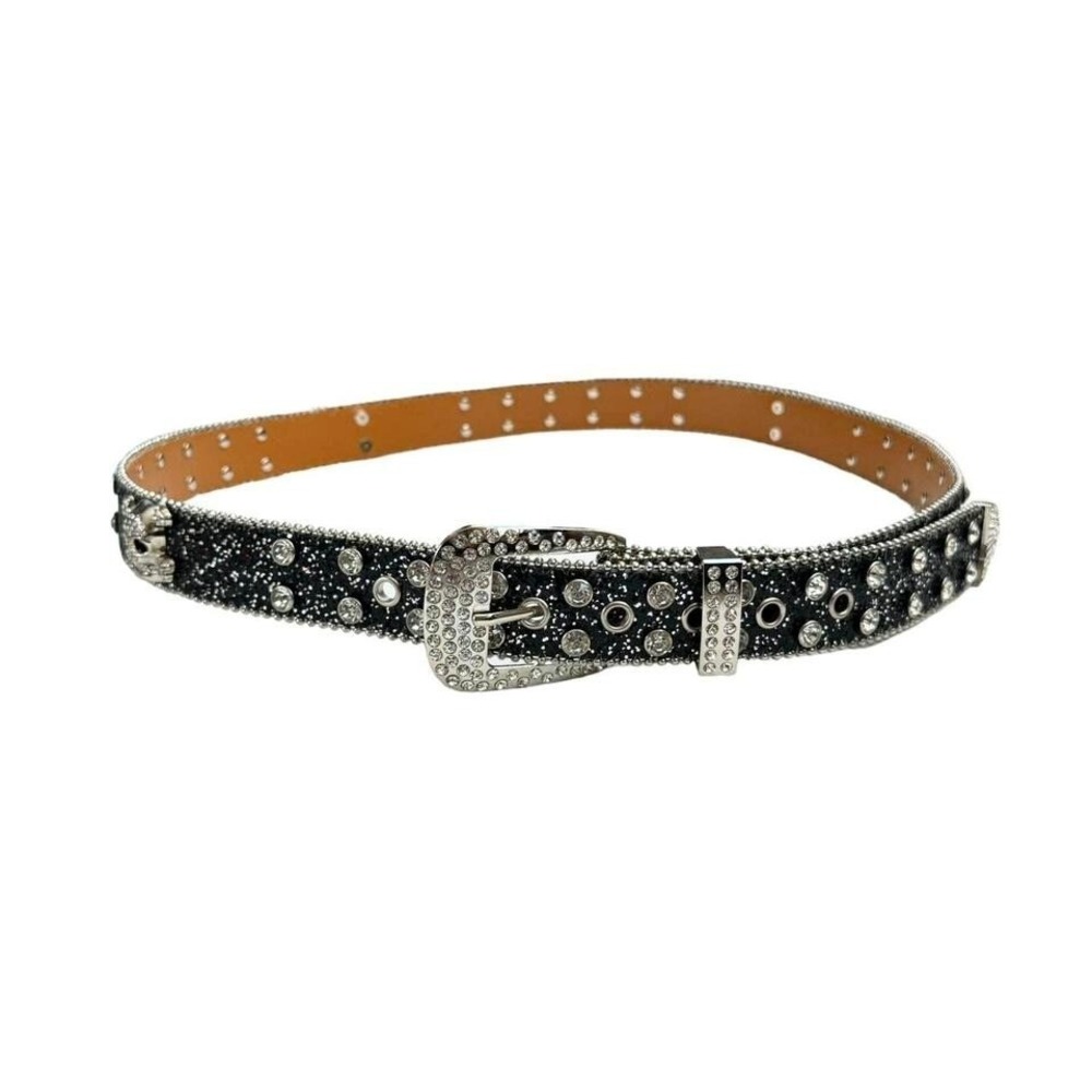 rhinestone studded skull belt rare grunge goth indie punk skater street style